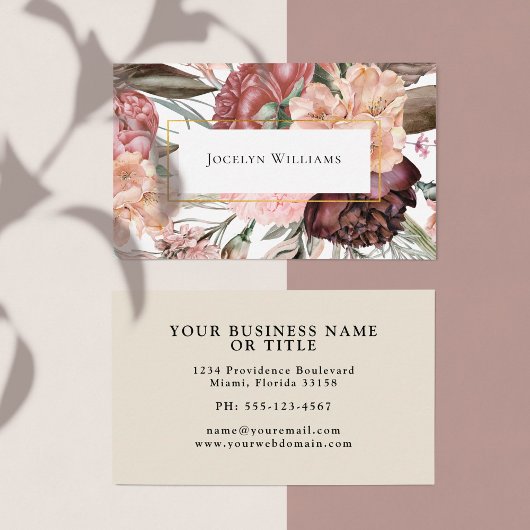 ボホ素朴フローラ水彩ワイルドフラワー 名刺