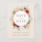 ボホ素朴フローラ熱帯パンパスグラス結婚ズ 案内ポストカード (正面)