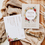ボホ素朴フローラ熱帯パンパスグラス結婚ズ 案内ポストカード<br><div class="desc">この美しいboho-インスパイア保存の日付カードはあなたの家に完璧なtouchを追加結婚する。このデザインは、素朴な水彩の花やススキエレガントス、緑豊かな熱帯の緑にタイポグラフィを添えモダンている。</div>
