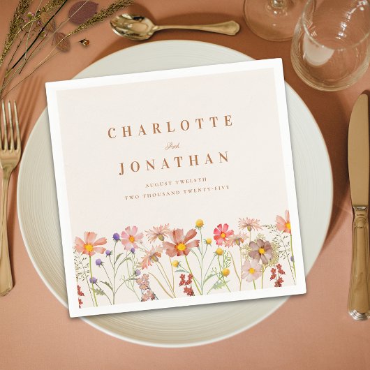 ボホ素朴フローラ秋の結婚式 スタンダードカクテルナプキン