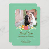 ボホ素朴フローラ結婚リース(ミント) サンキューカード (正面/裏面)
