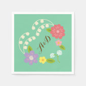 ボホ素朴フローラ結婚リース（ミント） スタンダードカクテルナプキン (正面)
