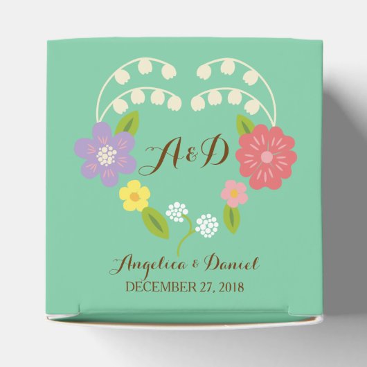 ボホ素朴フローラ結婚リース（ミント） フェイバーボックス (上部)