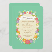 ボホ素朴フローラ結婚リース（ミント） 案内状 (正面/裏面)