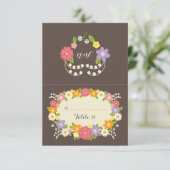 ボホ素朴フローラ結婚リース 招待状 (スタンド正面)