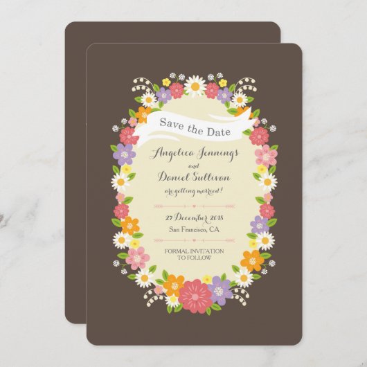 ボホ素朴フローラ結婚リース 案内状 (正面/裏面)