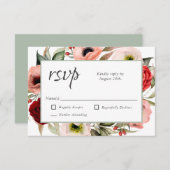 ボホ素朴フローラ結婚式RSVP 出欠カード (正面/裏面)
