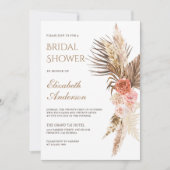 ボホ素朴フローラ自然パンパスブライダルシャワー 招待状 (正面)