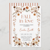 ボホ素朴フローラ花秋ブライダルシャワー 招待状 (正面/裏面)
