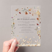 ボホ素朴フローラ蝶ブライダルシャワー アクリル招待状 (インサイチュ (ポータブル))