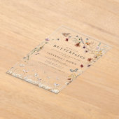 ボホ素朴フローラ蝶ブライダルシャワー アクリル招待状 (レイダウン)