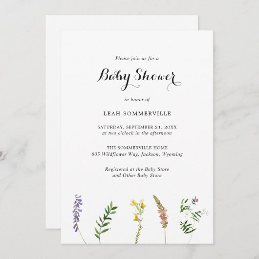 ボホ素朴フローラ野草赤エレガントちゃんシャワー 招待状 (正面/裏面)