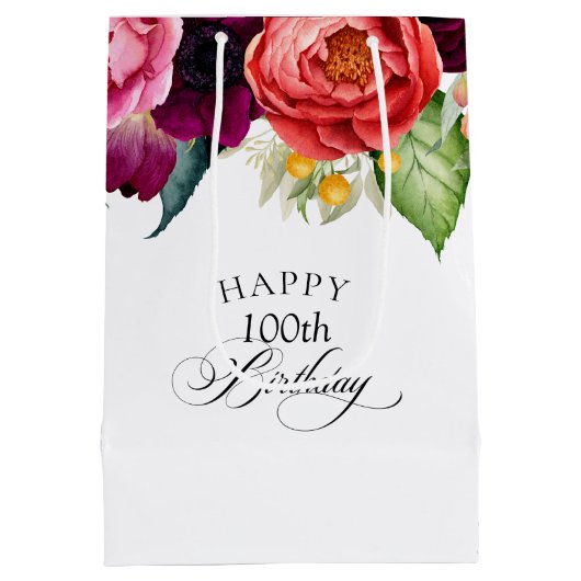 ボホ素朴フローラ100誕生日 ミディアムペーパーバッグ (裏面)