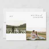 ボホ素朴ブラック&ホワイトフォト結婚ズ 招待状 (正面)