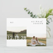 ボホ素朴ブラック&ホワイトフォト結婚ズ 招待状 (スタンド正面)