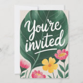 ボホ素朴ブリック壁とストリングライトの結婚Inv 招待状 (裏面)