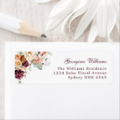 ボホ素朴ブルガンディオレンジフローラ差出人住所 ラベル (インサイチュ)