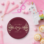 ボホ素朴ブルグンディ結婚ズ ペーパープレート (パーティー)