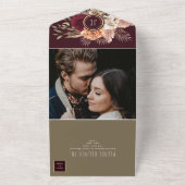 ボホ素朴ブルゴーニュオールインワン招待状 オールインワン招待状 (外側)