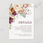 ボホ素朴ブルゴーニュフローラ結婚ズ詳細 エンクロージャーカード (正面)