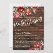 ボホ素朴ブルゴーニュ赤フローラ得We 結婚した 招待状 (正面)