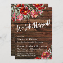 ボホ素朴ブルゴーニュ赤フローラ得We 結婚した 招待状