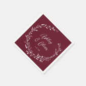ボホ素朴ブルゴーニュ野草植物学結婚院 スタンダードカクテルナプキン (角)