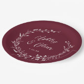 ボホ素朴ブルゴーニュ野草植物学結婚院 ペーパープレート (アングル)