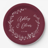 ボホ素朴ブルゴーニュ野草植物学結婚院 ペーパープレート (正面)