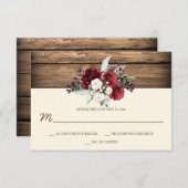 ボホ素朴ブルゴーニュ&ホワイトローゼズバーンウッド 出欠カード (正面/裏面)