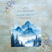 ボホ素朴ブルーウォーターカラーマウンテン結婚ズ アクリル招待状