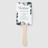 ボホ素朴ブルーフローラ結婚式 プログラム ハンドファン (正面)