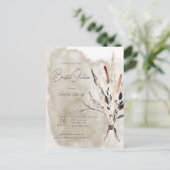 ボホ素朴ブーケモダンブライダルシャワー招待状 ポストカード (スタンド正面)