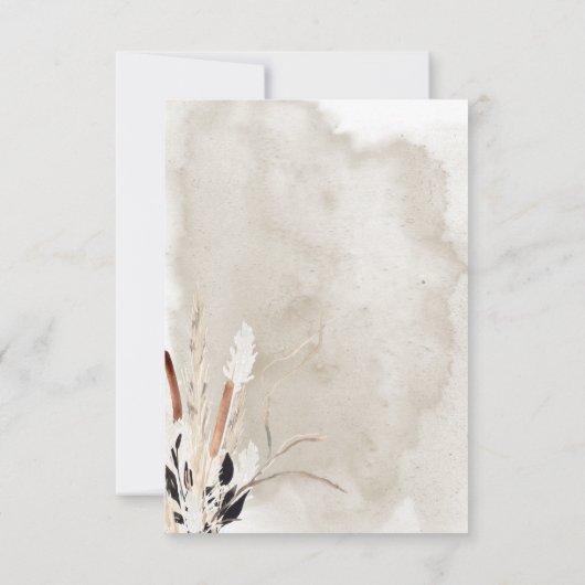 ボホ素朴ブーケモダン結婚ス 出欠カード (裏面)