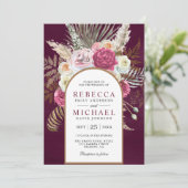 ボホ素朴プラムフローラアー結婚チズ 招待状 (スタンド正面)