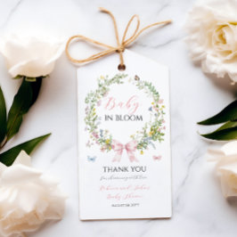 ボホ素朴ベビーイン開花ピンクボウベイビーシャワー ギフトタグ