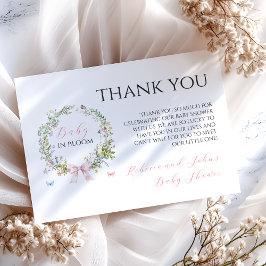 ボホ素朴ベビーイン開花ピンクボウベイビーシャワー サンキューカード
