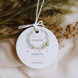 ボホ素朴ベビーイン開花ピンクボウベイビーシャワー フェイバータグ