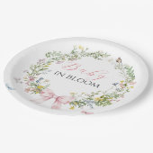 ボホ素朴ベビーイン開花ピンクボウベイビーシャワー ペーパープレート (アングル)