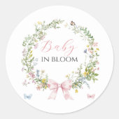 ボホ素朴ベビーイン開花ピンクボウベイビーシャワー ラウンドシール (正面)