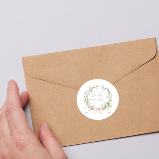 ボホ素朴ベビーイン開花ピンクボウベイビーシャワー ラウンドシール
