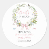 ボホ素朴ベビーイン開花ピンクボウベイビーシャワー ラウンドシール (正面)
