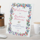 ボホ素朴ベリーサマー100誕生日へようこそ 台座サイン (インサイチュ)