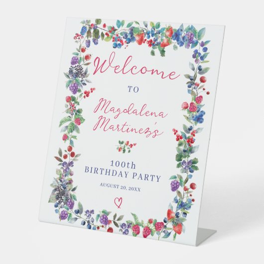 ボホ素朴ベリーサマー100誕生日へようこそ 台座サイン (正面)