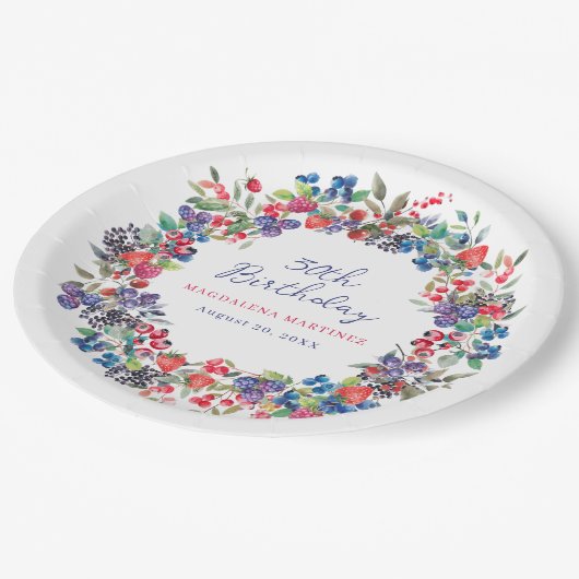 ボホ素朴ベリーサマー30thバースデーカスタム ペーパープレート (アングル)