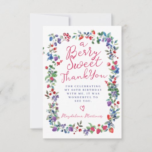 ボホ素朴ベリーサマー60th誕生日フラット サンキューカード (正面)
