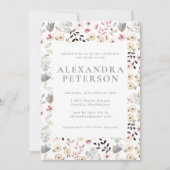 ボホ素朴ボタニカルホワイトグレーブライダルシャワー 招待状 (正面)