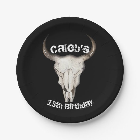 ボホ素朴ボヘミアンカウブルバースデーパーティー ペーパープレート (正面)