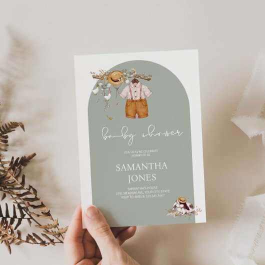 ボホ素朴ボーイベビーシャワー招待状 招待状