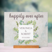 ボホ素朴ユーカリ緑の結婚披露宴 アクリルサイン (ニュートラル)